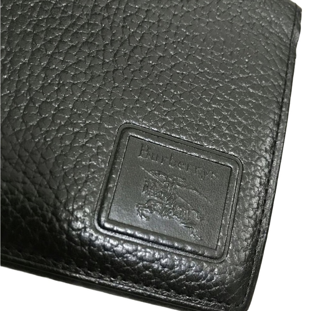 Burberry Unisex Bi-fold Wallet / Card Holder Embossed Black Leather W/ COA